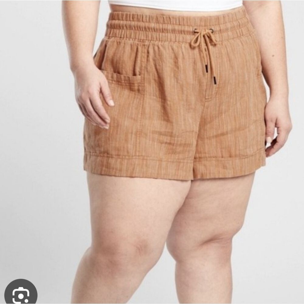 Athleta Cabo Linen Drawstring Shorts Plus Size 26W